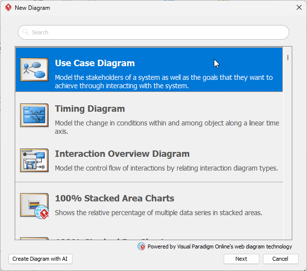 Selecting Use Case Diagram type
