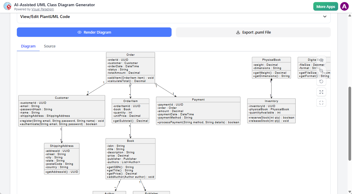 AI-Assisted UML Class Diagram Generator: Step 9 - Generate diagram