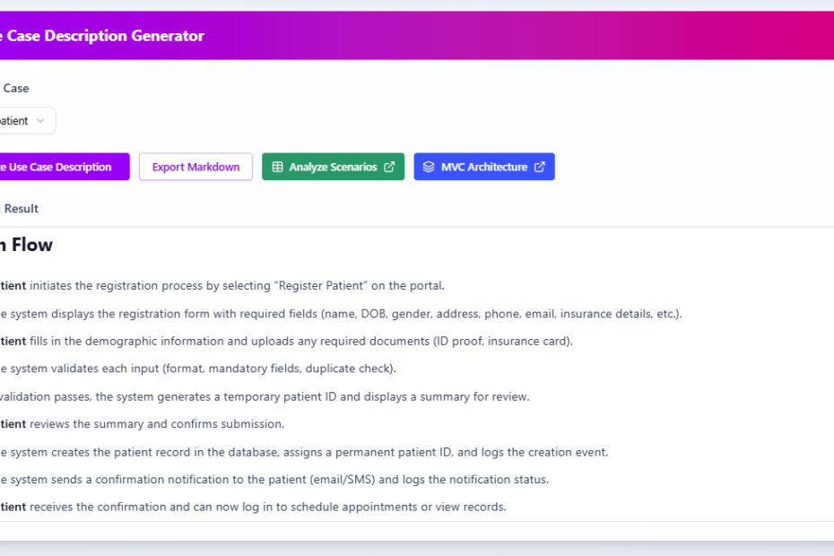 Optimieren Sie Ihren Arbeitsablauf mit einem KI-gestützten Generator für Use-Case-Beschreibungen