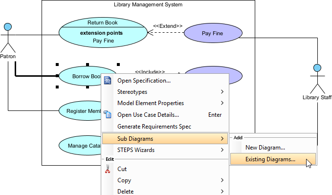 To add a subdiagram to a use case