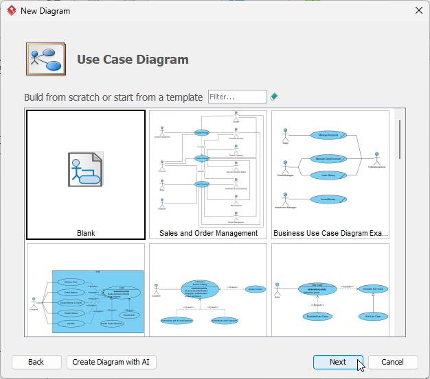 Choosing blank diagram