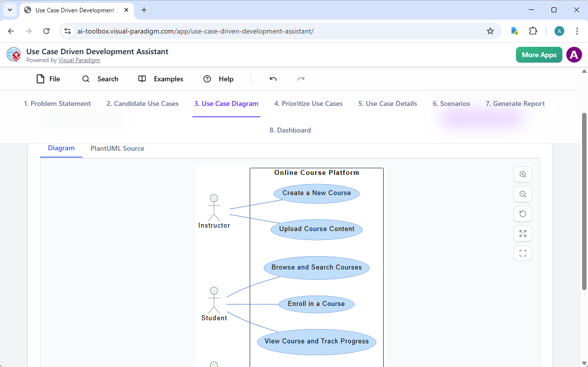Screenshot of Visual Paradigm's AI Powered Use Case Driven Development Assistant