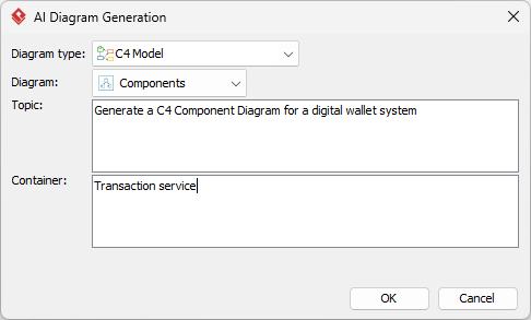 To generate a C4 Component Diagram with Visual Paradigm Desktop's AI diagram generator