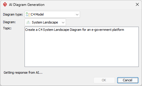 To generate a C4 System Landscape Diagram with Visual Paradigm Desktop's AI diagram generator