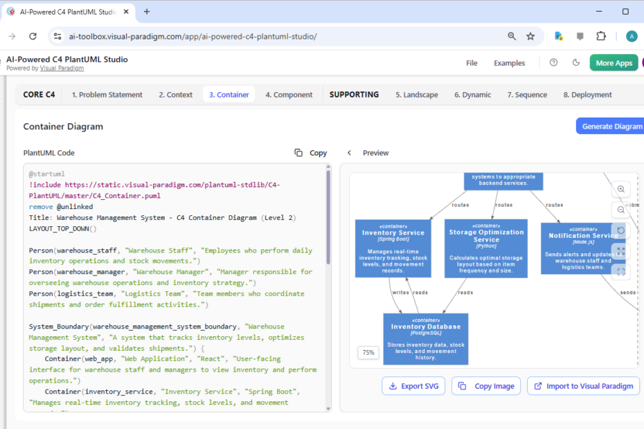 在庫管理システムの構築：AI搭載C4 PlantUML Studioを活用した事例研究