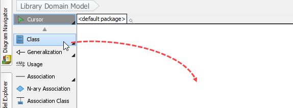 Drag a class from the diagram palette onto the diagram