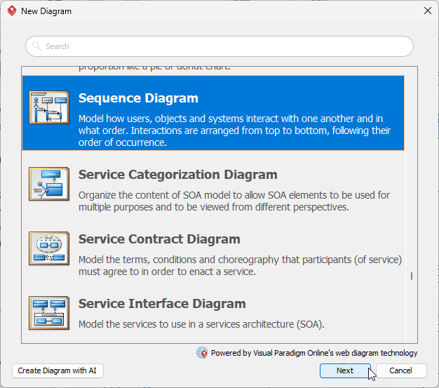 To create a sequence diagram