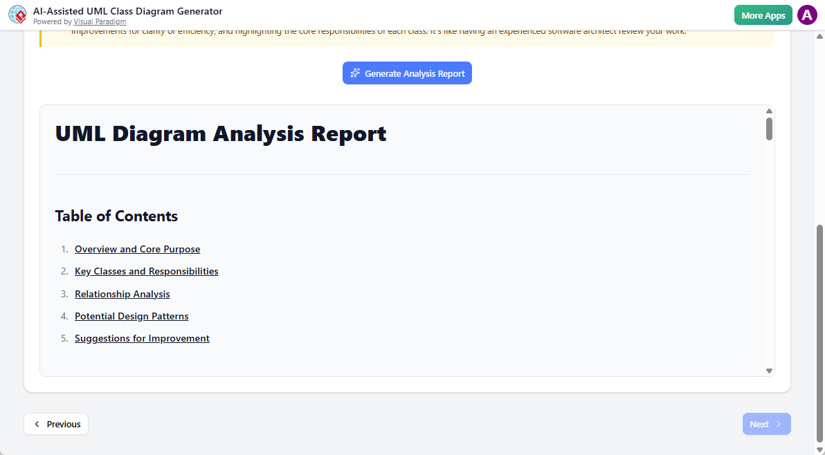 AI-Assisted UML Class Diagram Generator: Step 10 - Generate analysis report