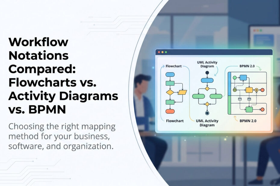 Diagrama de Atividades vs. Fluxograma vs. BPMN: Escolhendo a Notação de Fluxo de Trabalho Correta