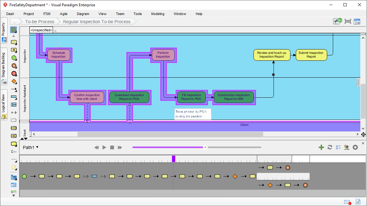 Business process diagram animation