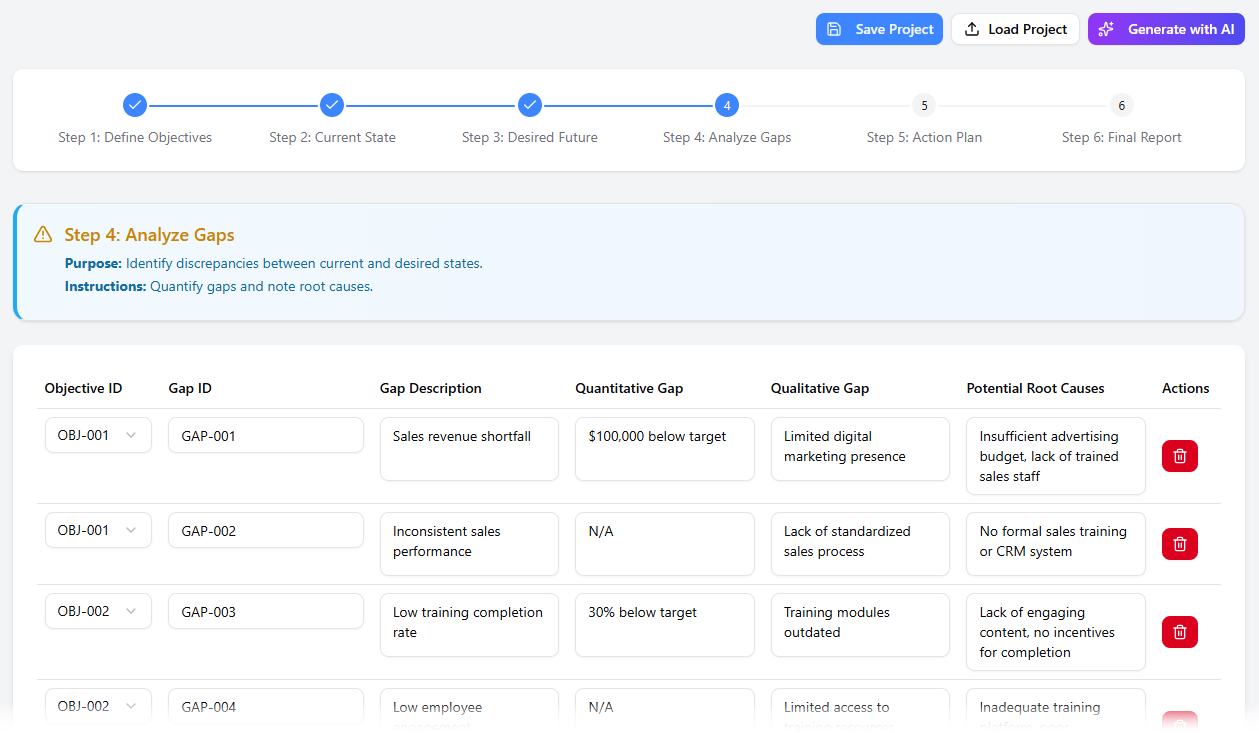 AI-Powered Gap Analysis App