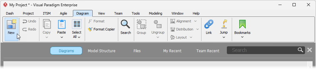 To create a new diagram in Visual Paradigm Desktop