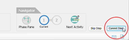 This step is done, so we go back to the Activity screen first. And now, click on Commit Step at the bottom right. - Professio