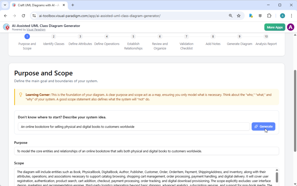 Guided Discovery with the 10-Step Wizard - Visual Paradigm Guides