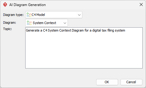 To generate a C4 System Context Diagram with Visual Paradigm Desktop's AI diagram generator