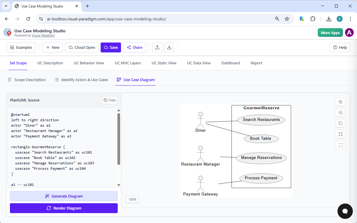 Use Case Diagram generated by AI - Visual Paradigm's AI Use Case Modeling Studio