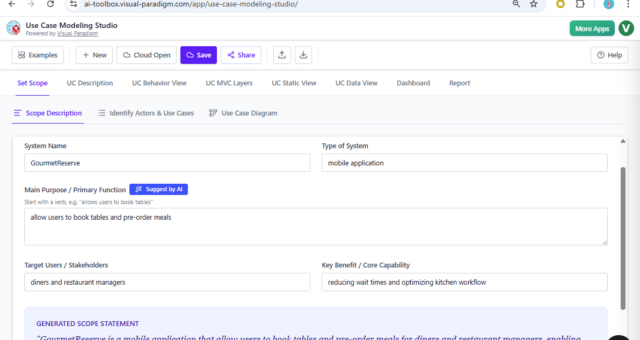 Streamlining GourmetReserve App Design: Why Use Case Modeling Studio Beats Traditional UML Tools