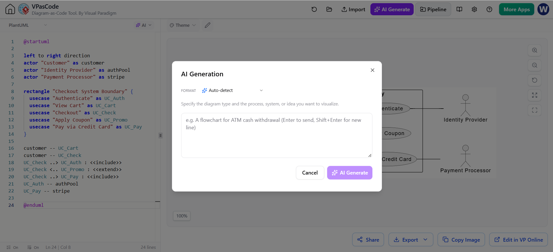 Mastering AI-Driven Diagram Generation with VPasCode and PlantUML Mastering AI-Driven Diagram Generation with VPasCode and PlantUML